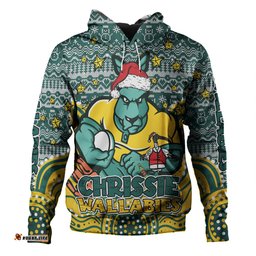 australia wallabies christmas custom hoodie - christmas knit patterns vintage jersey ugly hoodie
