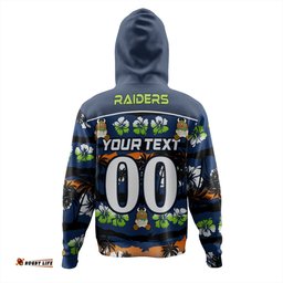 canberra raiders hoodie - tropical hibiscus and coconut trees