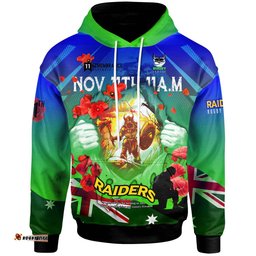 canberra raiders hoodie - custom canberra raiders remembrance day lest we forget poppies hoodie