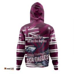 manly warringah sea eagles hoodie - happy australia day we are one and free