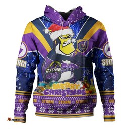 melbourne storm christmas custom hoodie - storm man santa claus aussie big things hoodie