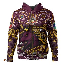 brisbane broncos hoodie celebrating naidoc week 2024 aboriginal dot art inspired