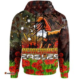 manly warringah sea eagles hoodie - anzac manly warringah sea eagles with remembrance poppy and indigenous patterns hoodie