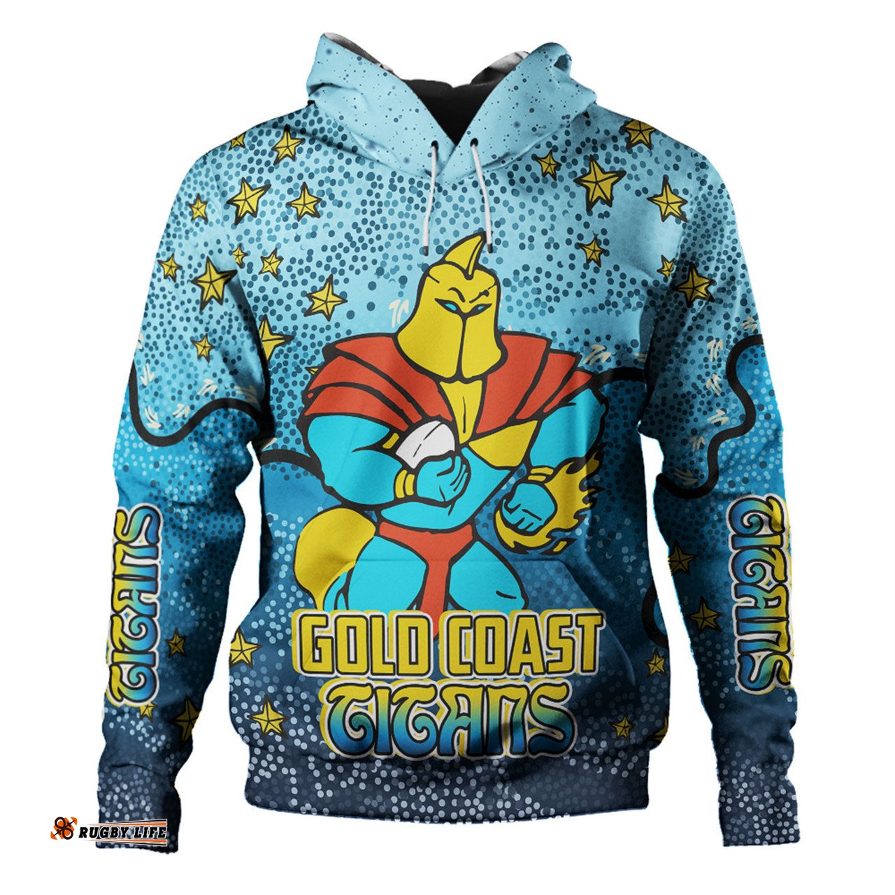 gold coast titans custom hoodie - team with dot and star patterns for tough fan hoodie