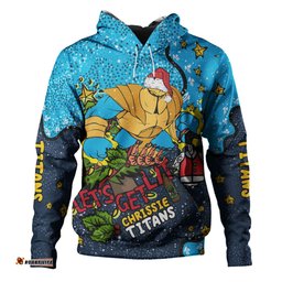 gold coast titans christmas custom hoodie - let's get lit chrisse pressie hoodie