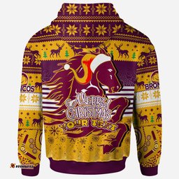 brisbane broncos christmas custom hoodie - merry christmas broncos 1992 retro heritage jersey hoodie