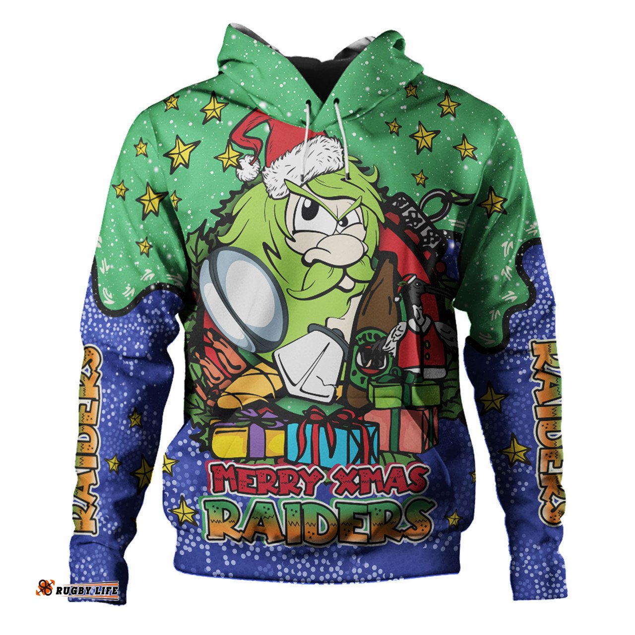 canberra raiders christmas custom hoodie - merry christmas our beloved team with aboriginal dot art pattern hoodie