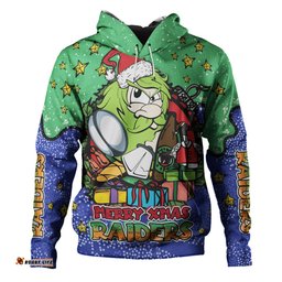canberra raiders christmas custom hoodie - merry christmas our beloved team with aboriginal dot art pattern hoodie