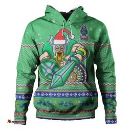 canberra raiders christmas custom hoodie - ugly xmas and aboriginal patterns for die hard fan hoodie
