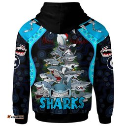 cronulla-sutherland sharks christmas hoodie - custom cronulla-sutherland sharks aboriginal inspired xmas team 15 players hoodie