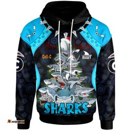 cronulla-sutherland sharks christmas hoodie - custom cronulla-sutherland sharks aboriginal inspired xmas team 15 players hoodie