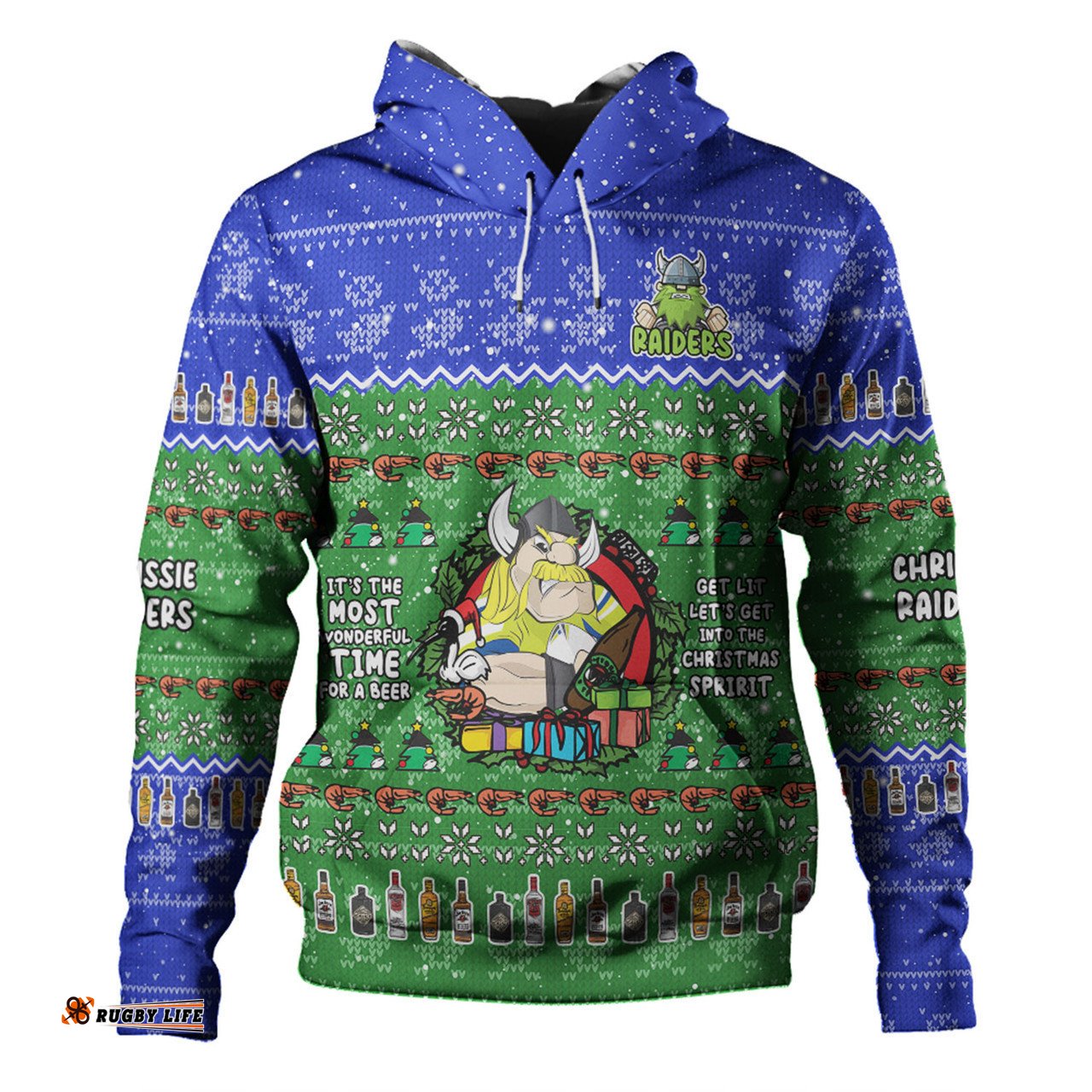 canberra raiders christmas custom hoodie - chrissie spirit hoodie
