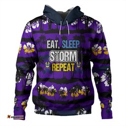 melbourne storm hoodie - eat sleep repeat with tropical patterns