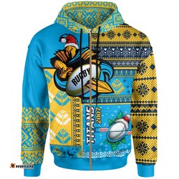 gold coast titans hoodie - custom christmas snowflakes gold coast titans mascot hoodie