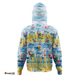 australia surfing christmas hoodie - tropical santa let's go surfing hoodie