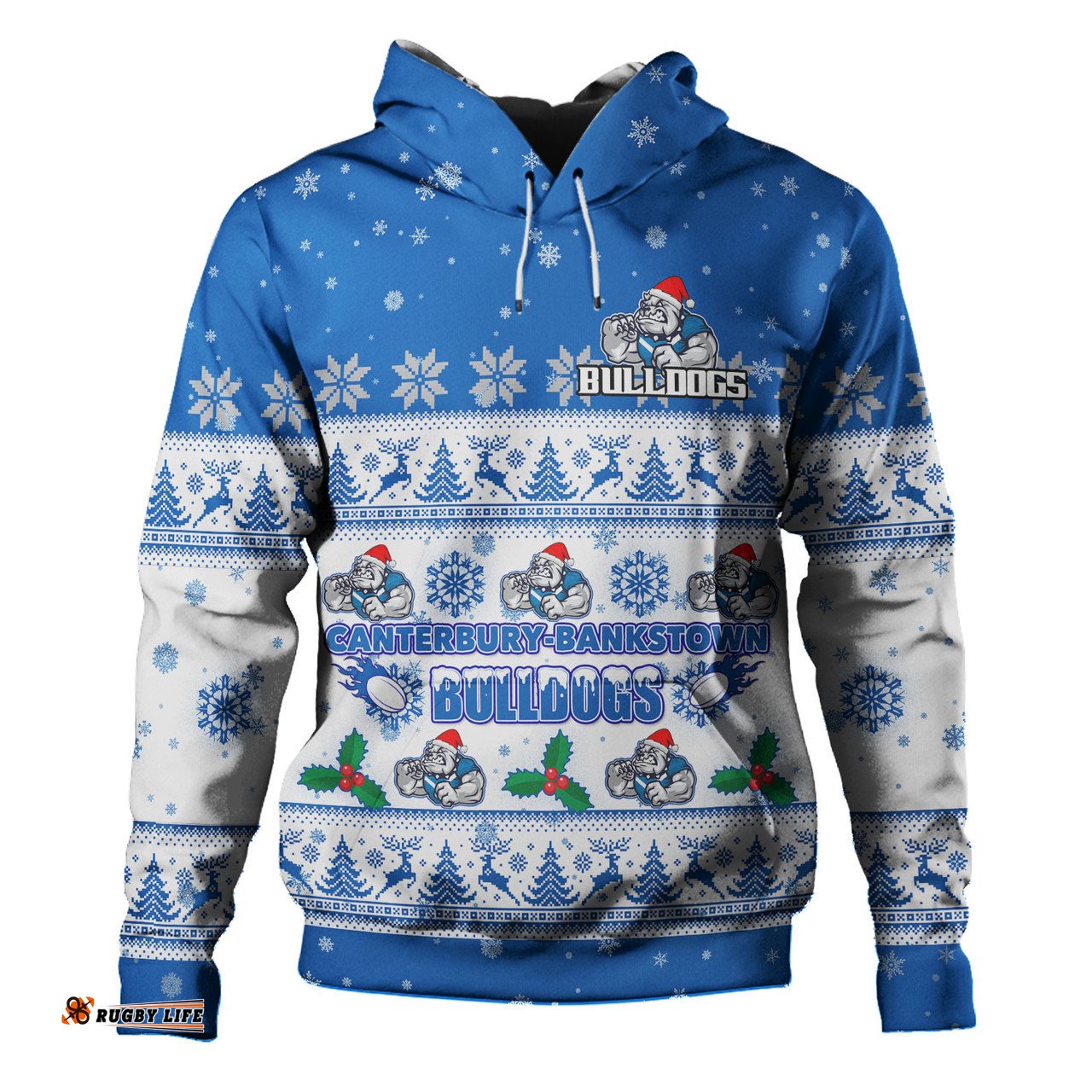 canterbury-bankstown bulldogs christmas custom hoodie - special ugly christmas hoodie