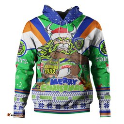 canberra raiders christmas custom hoodie - canberra viking santa aussie big things hoodie