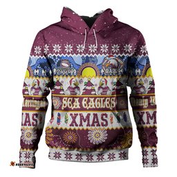 manly warringah sea eagles christmas aboriginal custom hoodie - indigenous knitted ugly xmas style hoodie