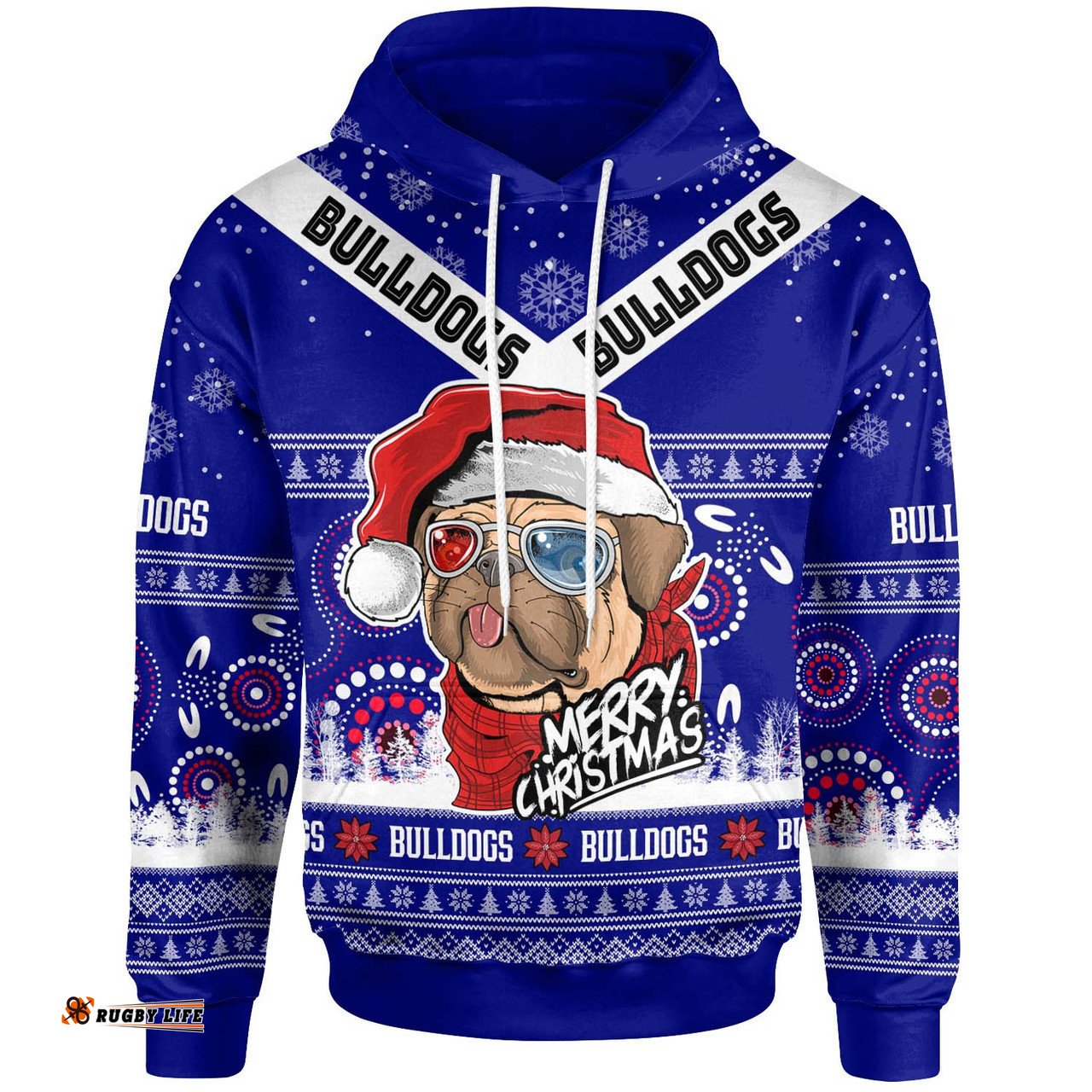 canterbury-bankstown bulldogs christmas hoodie - custom canterbury-bankstown bulldogs ugly christmas and aboriginal inspired patterns hoodie