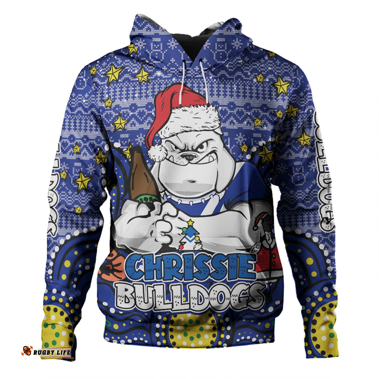 canterbury-bankstown bulldogs christmas custom hoodie - christmas knit patterns vintage jersey ugly hoodie
