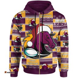 brisbane broncos christmas hoodie - custom brisbane broncos merry christmas random square pattern hoodie