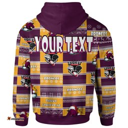 brisbane broncos christmas hoodie - custom brisbane broncos merry christmas random square pattern hoodie