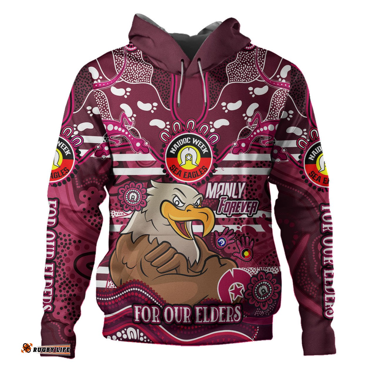 manly warringah sea eagles custom hoodie - for our elders home jersey hoodie