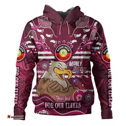 manly warringah sea eagles custom hoodie - for our elders home jersey hoodie