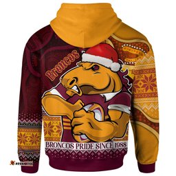 brisbane broncos christmas hoodie - custom brisbane broncos pride since 1988 aboriginal inspired and ugly pattern hoodie