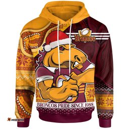brisbane broncos christmas hoodie - custom brisbane broncos pride since 1988 aboriginal inspired and ugly pattern hoodie