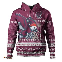 manly warringah sea eagles christmas custom hoodie - ugly xmas and aboriginal patterns for die hard fan hoodie