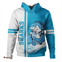 cronulla-sutherland sharks hoodie - sharks mascot quater style