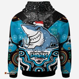 cronulla-sutherland sharks christmas hoodie - custom christmas super sharkies indigenous hoodie