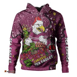 manly warringah sea eagles christmas custom hoodie - let's get lit chrisse pressie hoodie