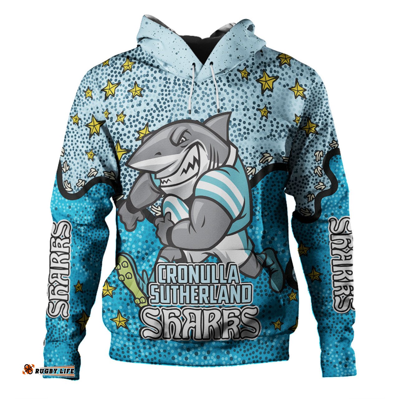 cronulla-sutherland sharks custom hoodie - team with dot and star patterns for tough fan hoodie