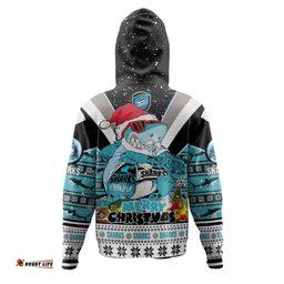 cronulla-sutherland sharks christmas custom hoodie - sharks santa aussie big things hoodie