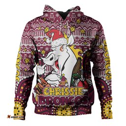 brisbane broncos christmas custom hoodie - christmas knit patterns vintage jersey ugly hoodie