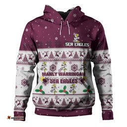 manly warringah sea eagles christmas custom hoodie - special ugly christmas hoodie