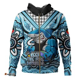 cronulla-sutherland sharks hoodie aboriginal inspired naidoc week custom for die hard fan supporters
