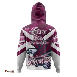 manly warringah sea eagles hoodie - happy australia day we are one and free v2