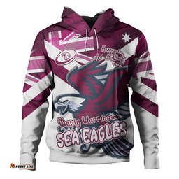 manly warringah sea eagles hoodie - happy australia day we are one and free v2