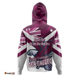 manly warringah sea eagles hoodie - happy australia day we are one and free v2
