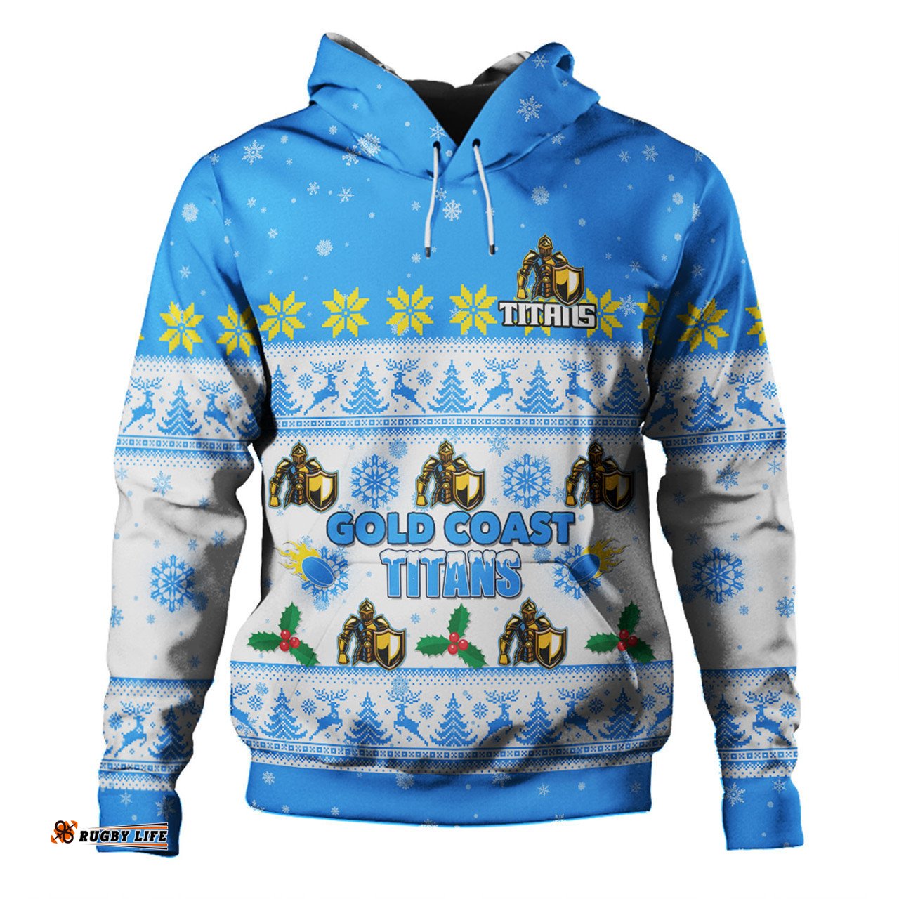 gold coast titans christmas custom hoodie - special ugly christmas hoodie