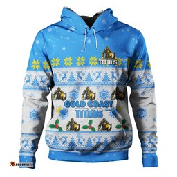 gold coast titans christmas custom hoodie - special ugly christmas hoodie