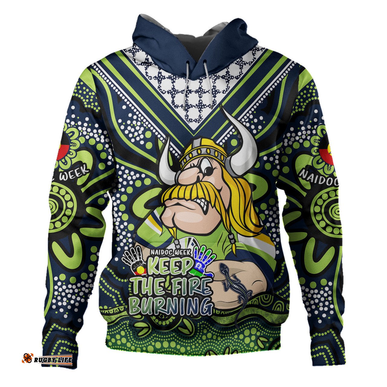 canberra raiders hoodie aboriginal inspired naidoc week custom for die hard fan supporters