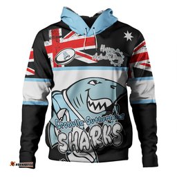 cronulla-sutherland sharks hoodie - happy australia day we are one and free v2