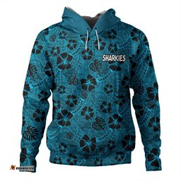 cronulla-sutherland sharks hoodie - scream with tropical patterns