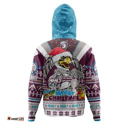 manly warringah sea eagles christmas custom hoodie - manly santa aussie big things hoodie