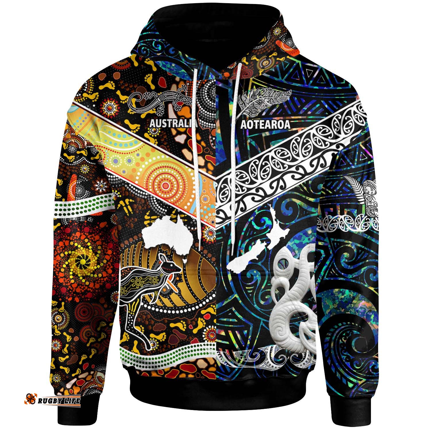 australia aboriginal inspired hoodie australia aotearoa with maori and aboriginal inspired culture hoodie
