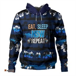 cockroach sport hoodie - eat sleep repeat with tropical patterns